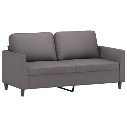 vidaXL 2-tlg. Sofagarnitur mit Kissen Grau Kunstleder
