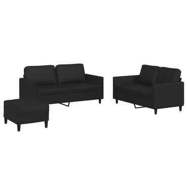 vidaXL Ensemble de canapés 3 pcs avec coussins Similicuir Noir