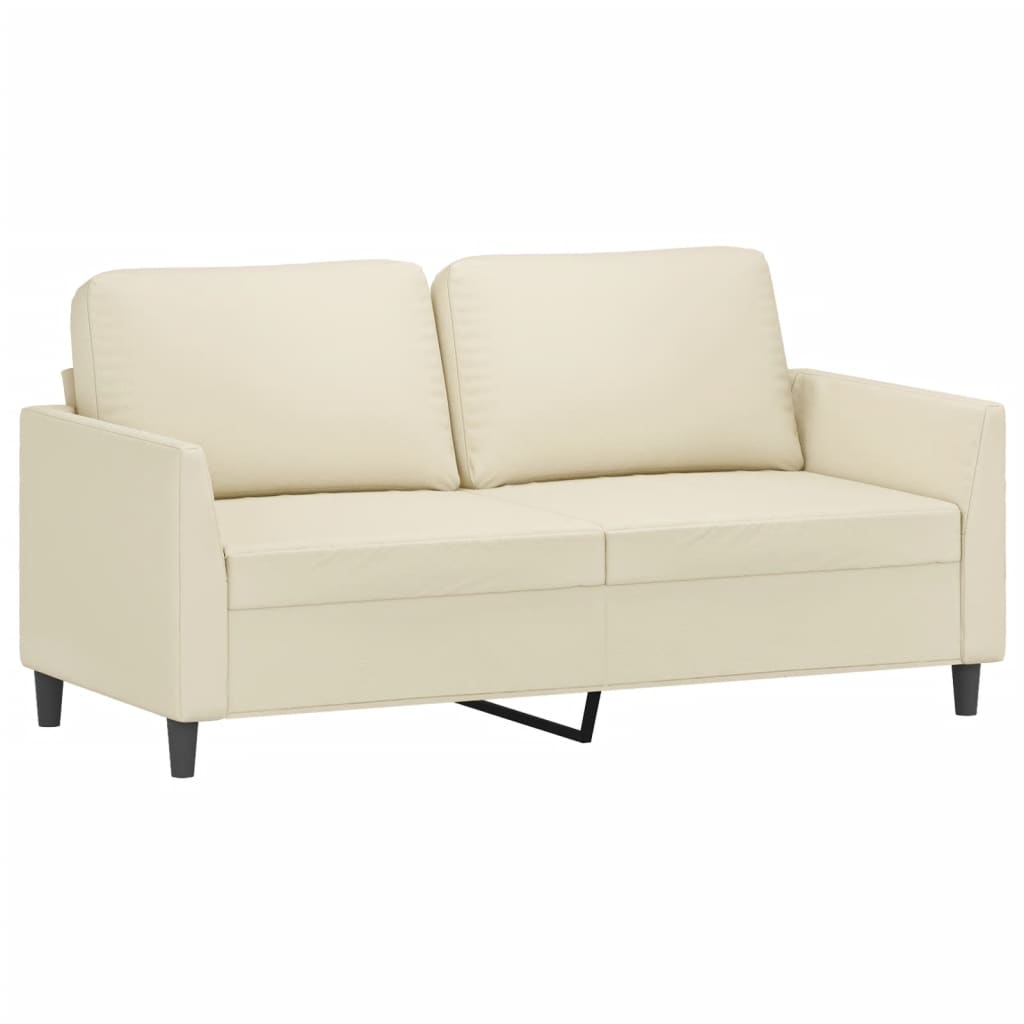 vidaXL 3-tlg. Sofagarnitur mit Kissen Creme Kunstleder