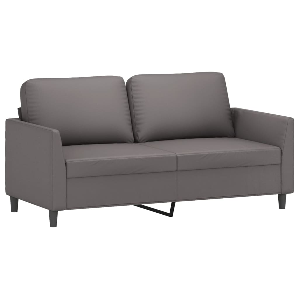 vidaXL 3-tlg. Sofagarnitur mit Kissen Grau Kunstleder