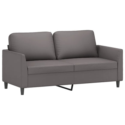 vidaXL 3-tlg. Sofagarnitur mit Kissen Grau Kunstleder