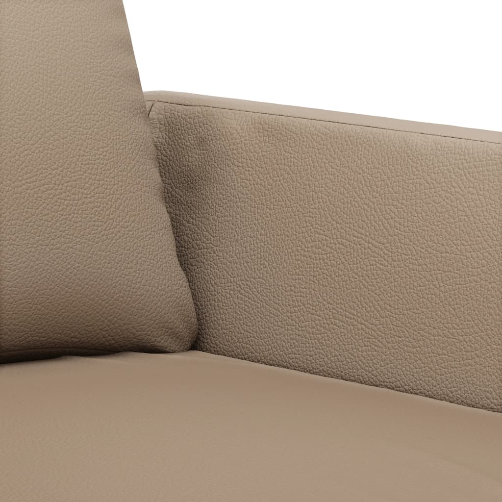 vidaXL 3-tlg. Sofagarnitur mit Kissen Cappuccino-Braun Kunstleder