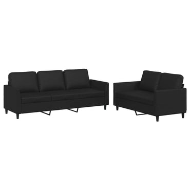 vidaXL Ensemble de canapés 2 pcs avec coussins Similicuir Noir