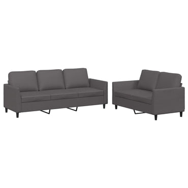 vidaXL Ensemble de canapés 2 pcs avec oreillers Gris Similicuir
