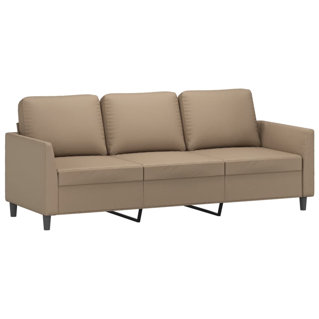 vidaXL 2-tlg. Sofagarnitur mit Kissen Cappuccino-Braun Kunstleder