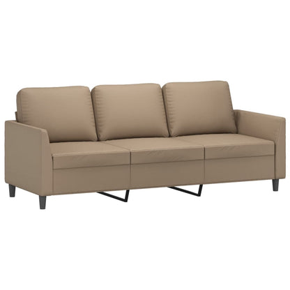 vidaXL 2-tlg. Sofagarnitur mit Kissen Cappuccino-Braun Kunstleder