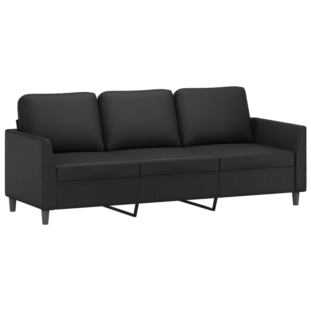 vidaXL Ensemble de canapés 3 pcs avec coussins Similicuir Noir