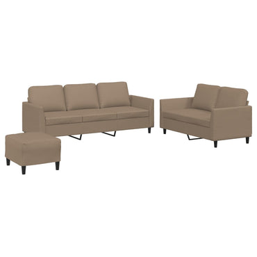 vidaXL Ensemble de canapés 3 pcs avec coussins en similicuir marron cappuccino