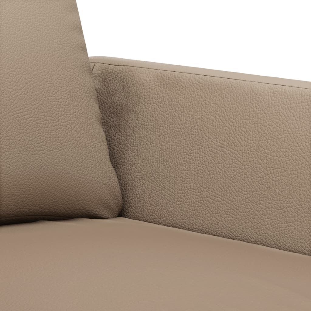 vidaXL 3-tlg. Sofagarnitur mit Kissen Cappuccino-Braun Kunstleder