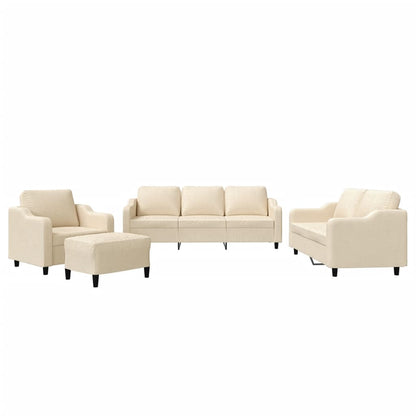 vidaXL 4-tlg. Sofagarnitur mit Kissen Creme Stoff