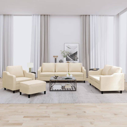 vidaXL 4-tlg. Sofagarnitur mit Kissen Creme Stoff
