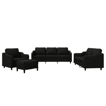 vidaXL 4-tlg. Sofagarnitur mit Kissen Schwarz Stoff