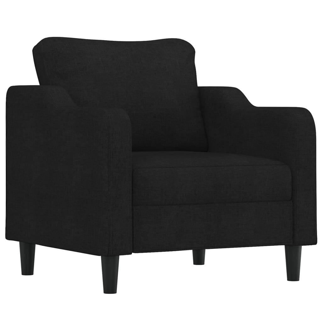 vidaXL 4-tlg. Sofagarnitur mit Kissen Schwarz Stoff