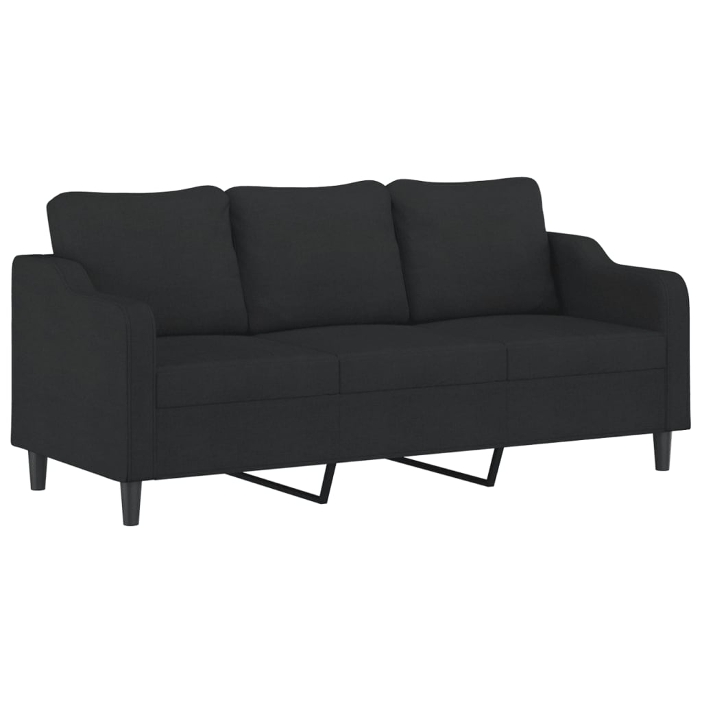 vidaXL 4-tlg. Sofagarnitur mit Kissen Schwarz Stoff