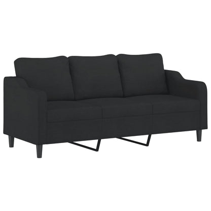 vidaXL 4-tlg. Sofagarnitur mit Kissen Schwarz Stoff