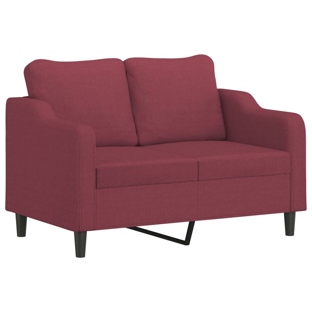 vidaXL 4-tlg. Sofagarnitur mit Kissen Weinrot Stoff