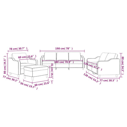vidaXL 4-tlg. Sofagarnitur mit Kissen Taupe Stoff