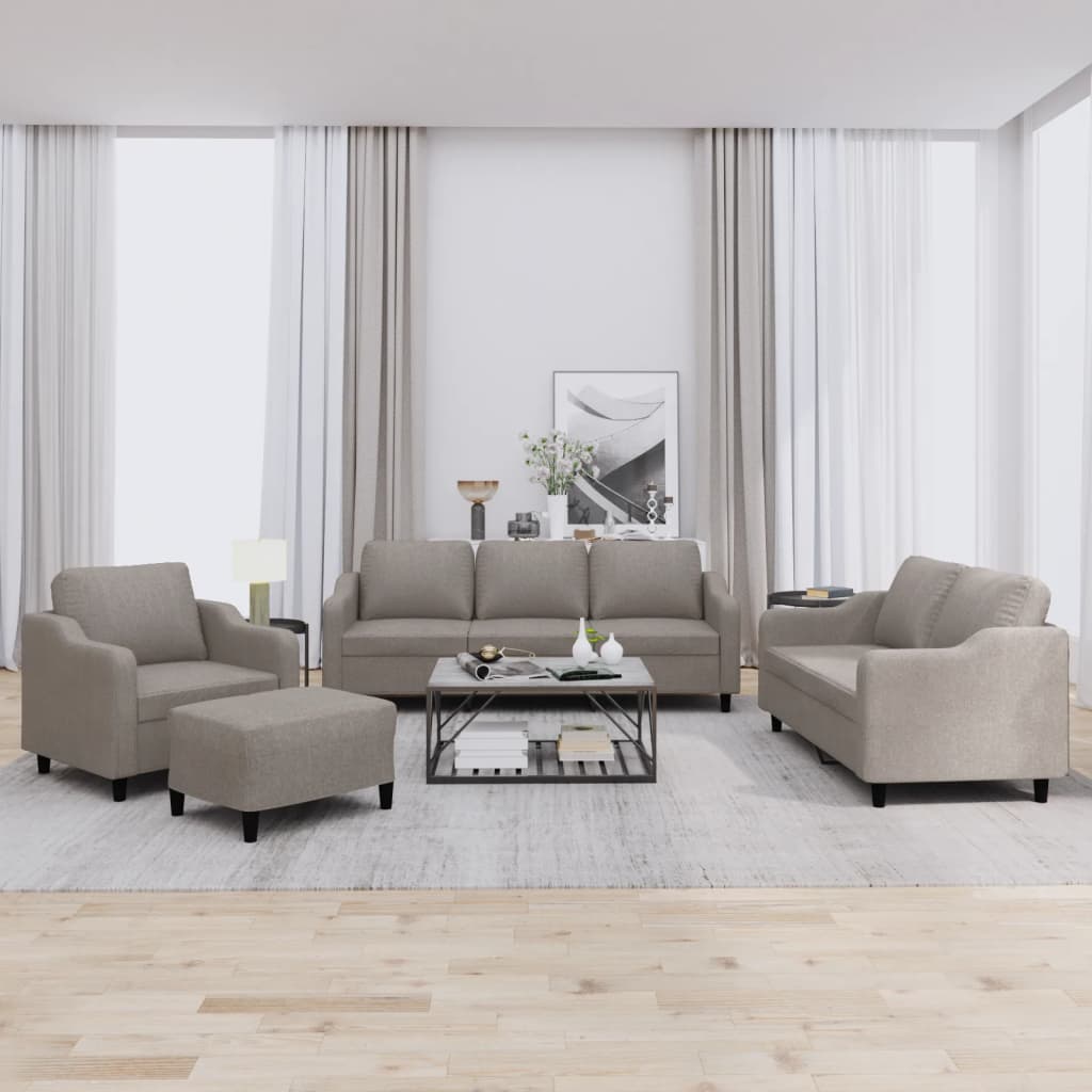 vidaXL 4-tlg. Sofagarnitur mit Kissen Taupe Stoff