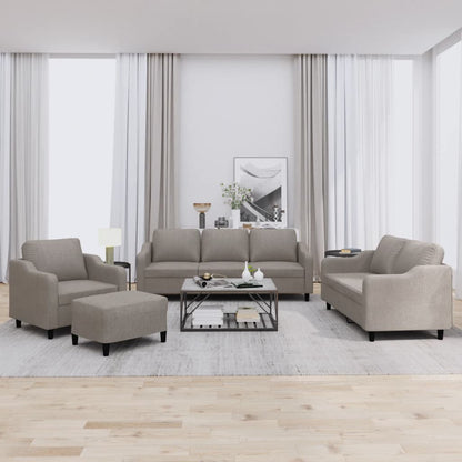 vidaXL 4-tlg. Sofagarnitur mit Kissen Taupe Stoff