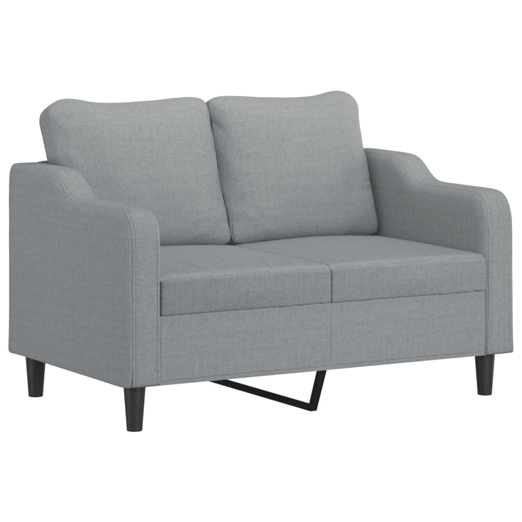 vidaXL 4-tlg. Sofagarnitur mit Kissen Hellgrau Stoff