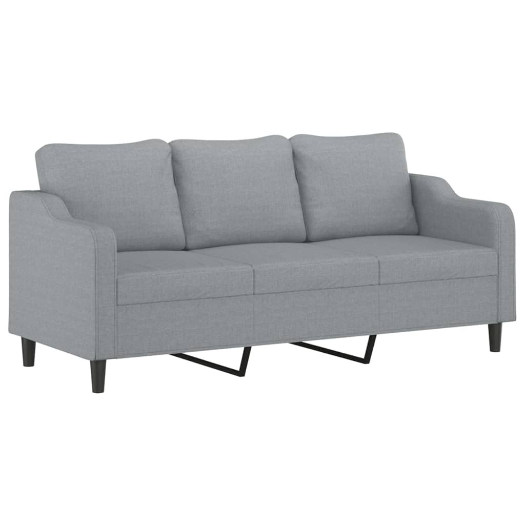 vidaXL 4-tlg. Sofagarnitur mit Kissen Hellgrau Stoff