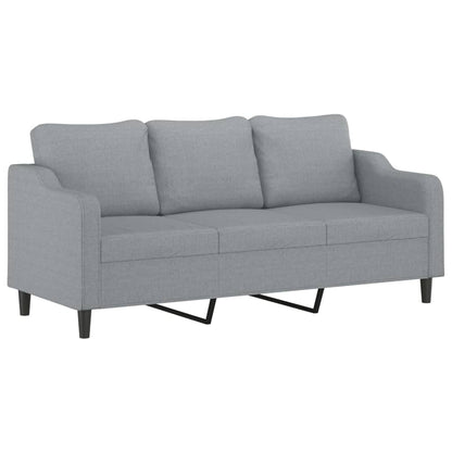 vidaXL 4-tlg. Sofagarnitur mit Kissen Hellgrau Stoff