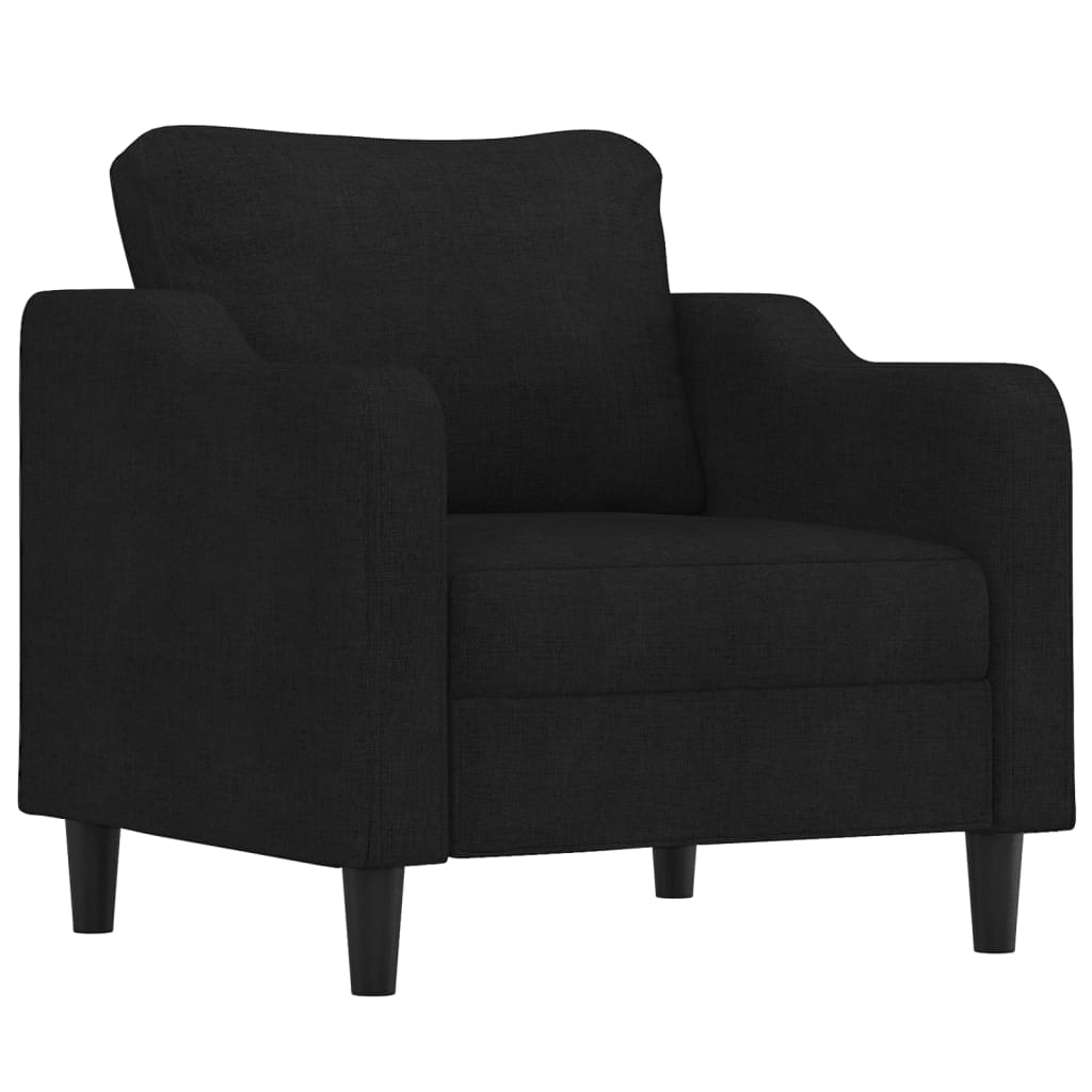 vidaXL 4-tlg. Sofagarnitur mit Kissen Schwarz Stoff