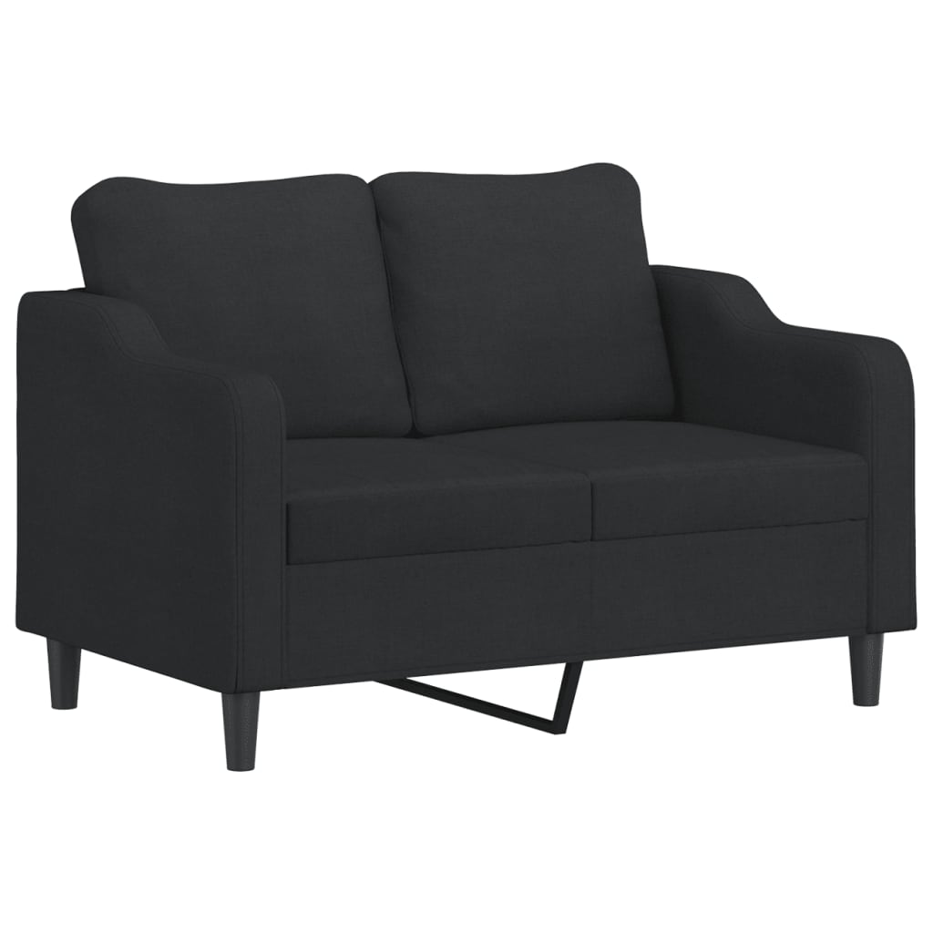 vidaXL 4-tlg. Sofagarnitur mit Kissen Schwarz Stoff