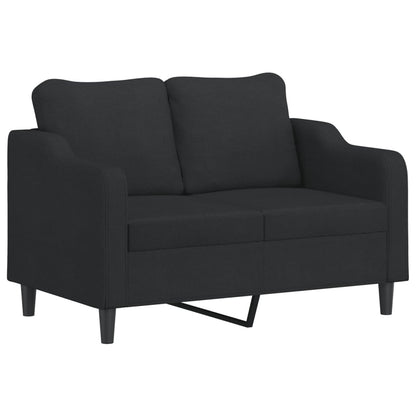 vidaXL 4-tlg. Sofagarnitur mit Kissen Schwarz Stoff