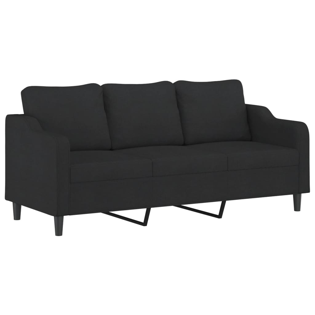 vidaXL 4-tlg. Sofagarnitur mit Kissen Schwarz Stoff