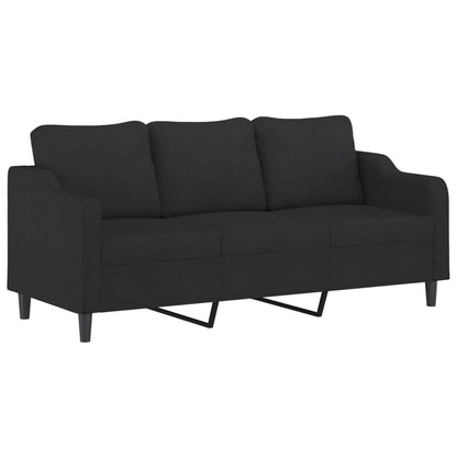 vidaXL 4-tlg. Sofagarnitur mit Kissen Schwarz Stoff