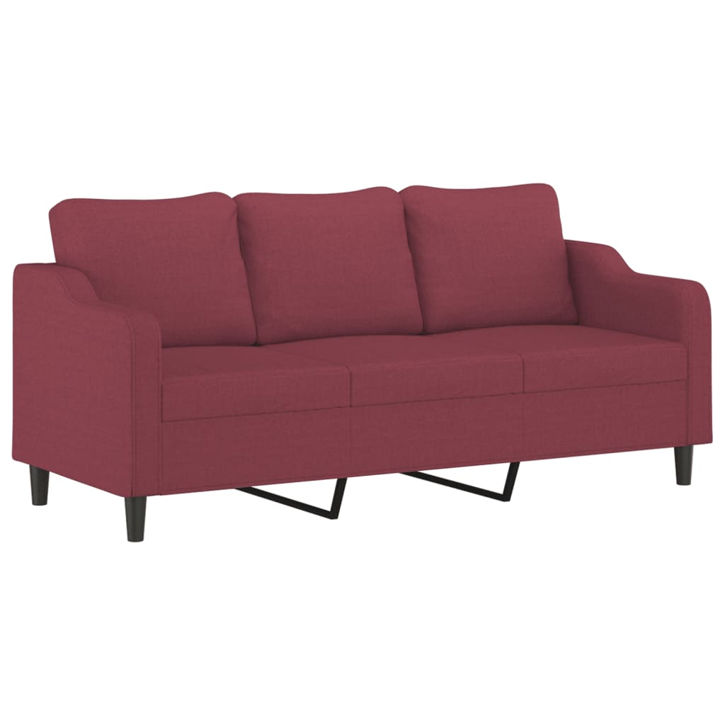 vidaXL 4-tlg. Sofagarnitur mit Kissen Weinrot Stoff