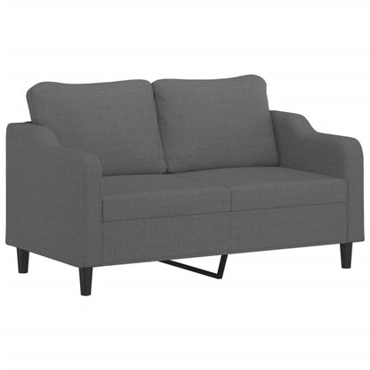 vidaXL 2-tlg. Sofagarnitur mit Kissen Dunkelgrau Stoff
