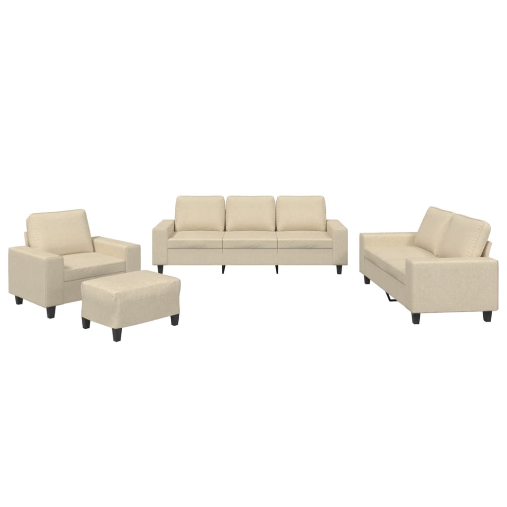 vidaXL 4-tlg. Sofagarnitur Creme Stoff