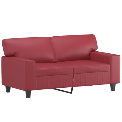 vidaXL 3-tlg. Sofagarnitur mit Kissen Weinrot Kunstleder