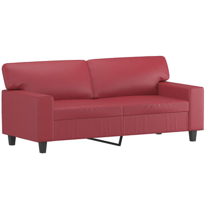 vidaXL 3-tlg. Sofagarnitur mit Kissen Weinrot Kunstleder