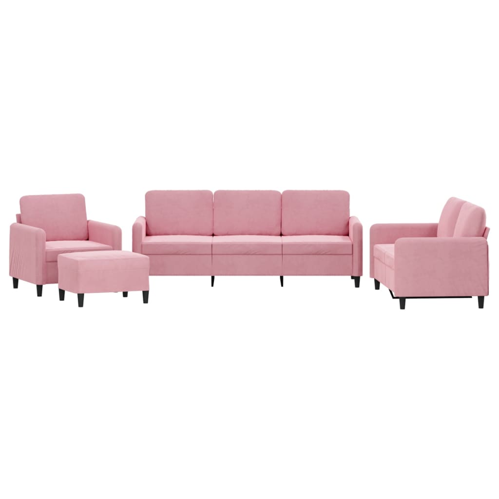 vidaXL 4-tlg. Sofagarnitur Rosa Samt