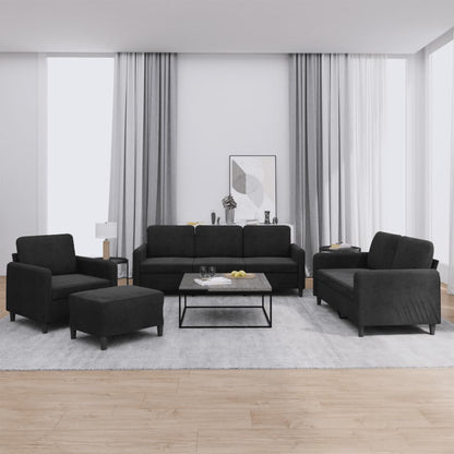 vidaXL 4-tlg. Sofagarnitur Schwarz Samt