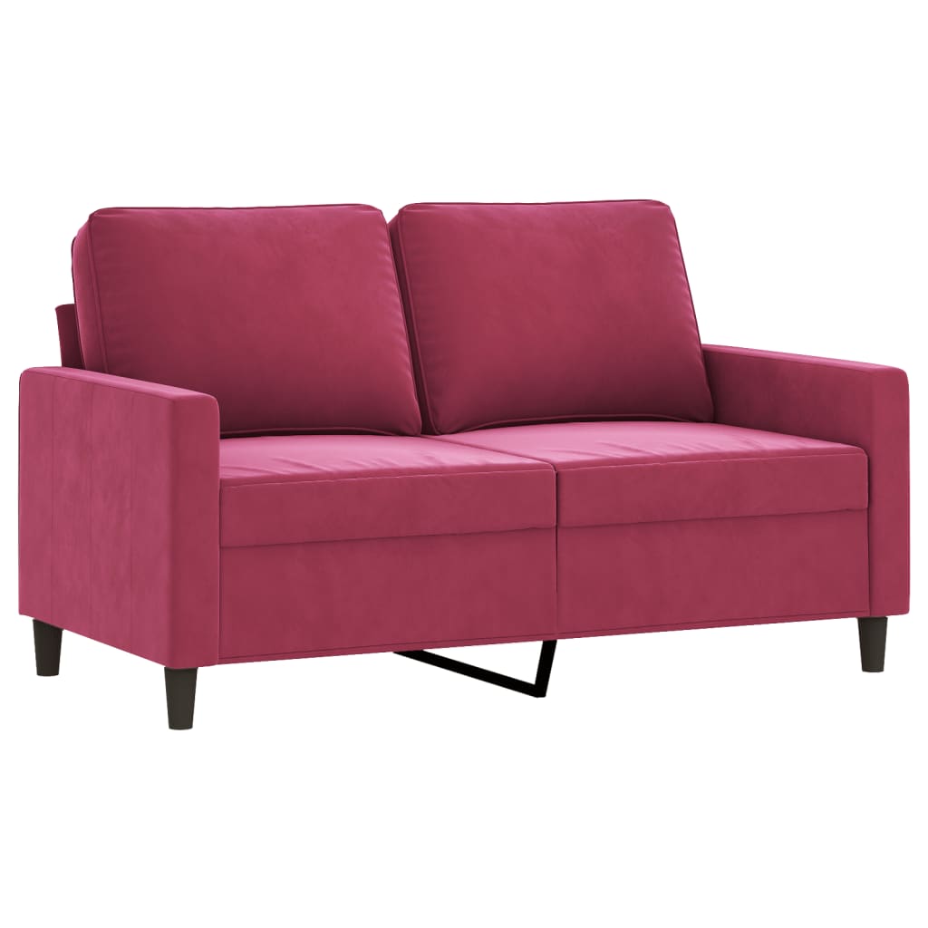 vidaXL 3-tlg. Sofagarnitur mit Kissen Weinrot Samt