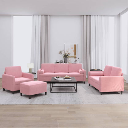 vidaXL 4-tlg. Sofagarnitur mit Kissen Rosa Samt