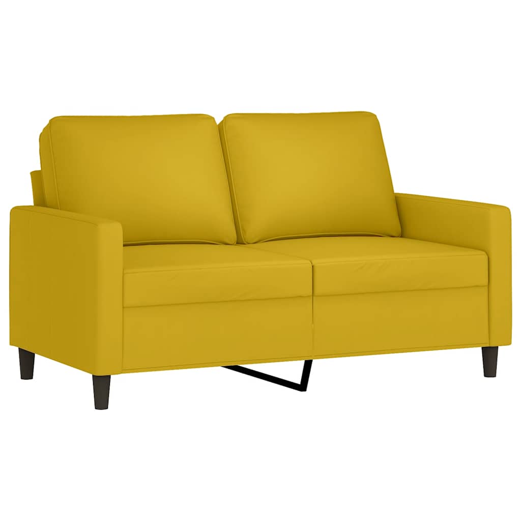 vidaXL 4-tlg. Sofagarnitur mit Kissen Gelb Samt