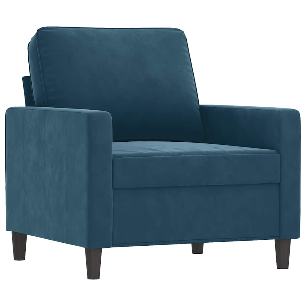 vidaXL 4-tlg. Sofagarnitur mit Kissen Blau Samt