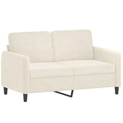 vidaXL 2-tlg. Sofagarnitur mit Kissen Creme Samt