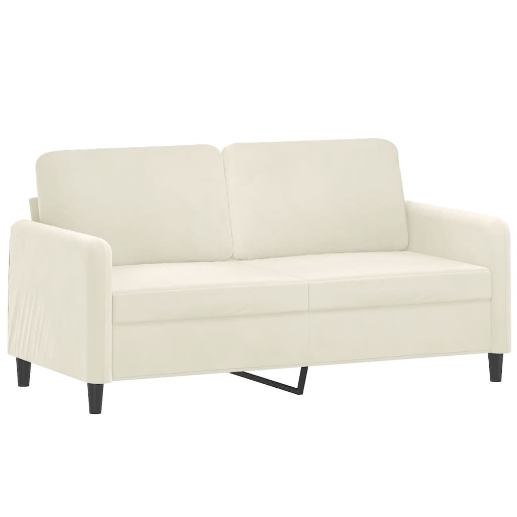 vidaXL 2-tlg. Sofagarnitur mit Kissen Creme Samt