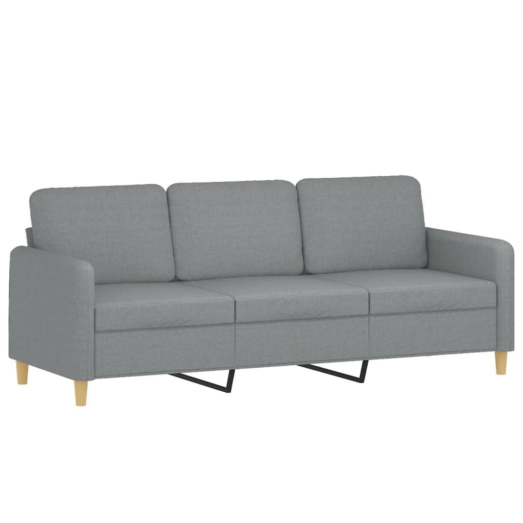 vidaXL 4-tlg. Sofagarnitur mit Kissen Hellgrau Stoff