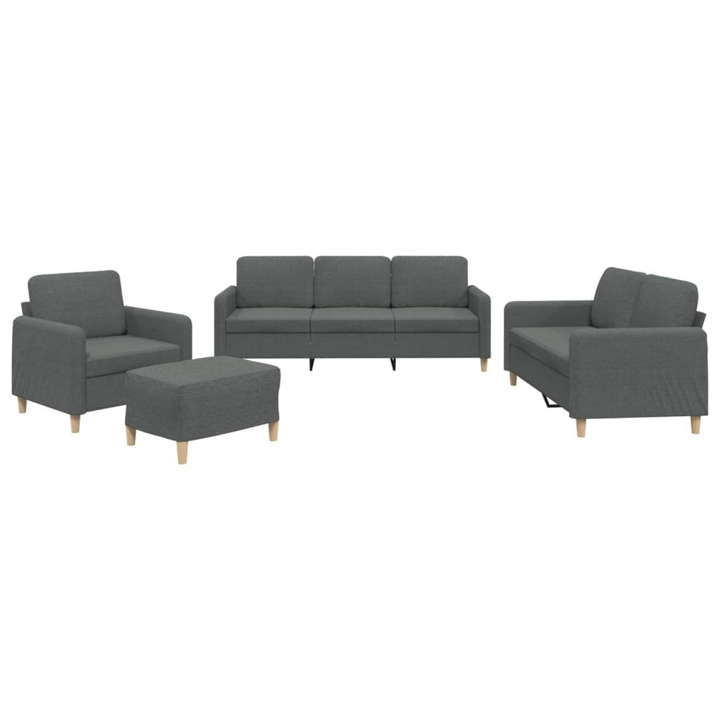 vidaXL 4-tlg. Sofagarnitur mit Kissen Dunkelgrau Stoff