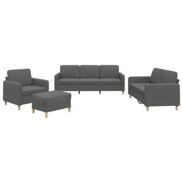 vidaXL 4-tlg. Sofagarnitur mit Kissen Dunkelgrau Stoff