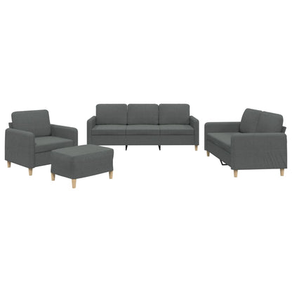 vidaXL 4-tlg. Sofagarnitur mit Kissen Dunkelgrau Stoff