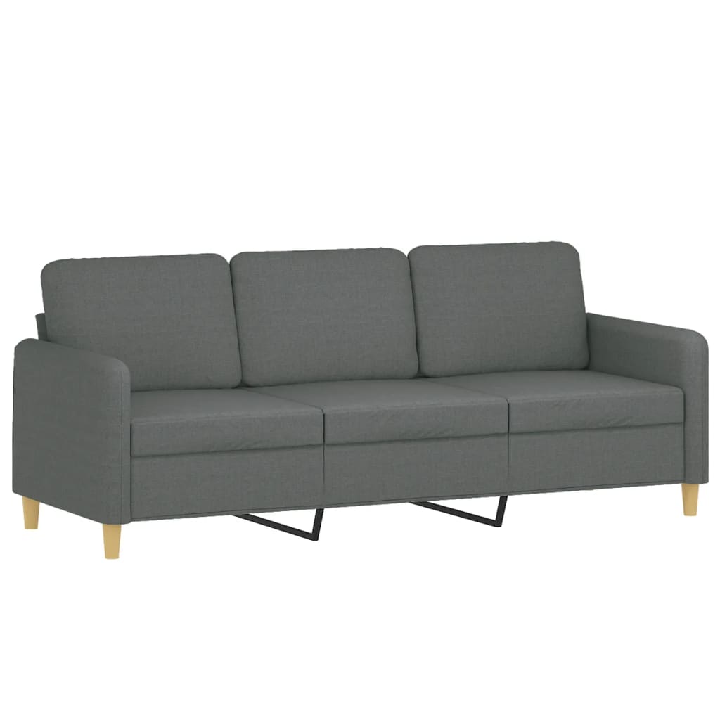 vidaXL 4-tlg. Sofagarnitur mit Kissen Dunkelgrau Stoff