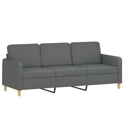 vidaXL 4-tlg. Sofagarnitur mit Kissen Dunkelgrau Stoff